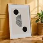 Bej Kavisli Geometrik Sanat 3lü Ahşap Çerçeveli Tablo Seti Poster Tablo Resim Çerçevesi Dekoratif