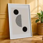 Bej Kavisli Geometrik Sanat 3lü Beyaz Çerçeveli Tablo Seti Duvar Tablo Oda Dekorasyonu Dekoratif