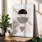Bej Kavisli Geometrik Sanat 3lü Beyaz Çerçeveli Tablo Seti Duvar Tablo Oda Dekorasyonu Dekoratif