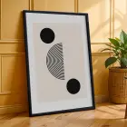 Bej Kavisli Geometrik Sanat 3lü Siyah Çerçeveli Tablo Seti Salon Duvar Tablo Poster Tablo