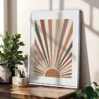Toprak Tonları Güneş Ay 3lü Beyaz Çerçeveli Tablo Seti Poster Tablo Resim Çerçevesi Dekoratif Obje