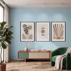 Toprak Tonları Güneş Ay 3lü Siyah Çerçeveli Tablo Seti Salon Duvar Tablo Poster Tablo