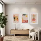 Bohem Gün Batımı Soyutları 3lü Beyaz Çerçeveli Tablo Seti Bohem Tablo Tablo Çerçeve Duvar Dekoru Ev