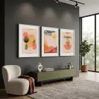 Bohem Gün Batımı Soyutları 3lü Beyaz Çerçeveli Tablo Seti Bohem Tablo Tablo Çerçeve Duvar Dekoru Ev