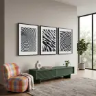 Dinamik Siyah Beyaz Optik Sanat 3lü Siyah Çerçeveli Tablo Seti Tablo Çerçeve Salon Duvar Tablo