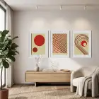 Terracotta Geometrik Formlar 3lü Beyaz Çerçeveli Tablo Seti Poster Tablo Duvar Tablo Ev Dekorasyonu