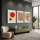 Terracotta Geometrik Formlar 3lü Beyaz Çerçeveli Tablo Seti Poster Tablo Duvar Tablo Ev Dekorasyonu