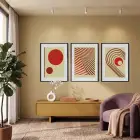 Terracotta Geometrik Formlar 3lü Siyah Çerçeveli Tablo Seti Tablo Çerçeve Duvar Dekoru Ev