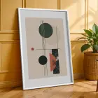 Terracotta Yeşil Geometrik Denge 3lü Beyaz Çerçeveli Tablo Seti Poster Tablo Resim Çerçevesi