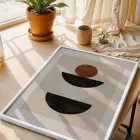 Terracotta Yeşil Geometrik Denge 3lü Beyaz Çerçeveli Tablo Seti Poster Tablo Resim Çerçevesi