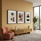 Terracotta Yeşil Geometrik Denge 3lü Siyah Çerçeveli Tablo Seti Poster Tablo Resim Çerçevesi
