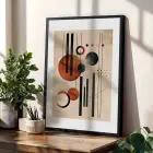 Terracotta Yeşil Geometrik Denge 3lü Siyah Çerçeveli Tablo Seti Poster Tablo Resim Çerçevesi