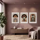 Modern Kemerler Sanat Seti 3lü Ahşap Çerçeveli Tablo Seti Duvar Tablo Oda Dekorasyonu Salon