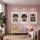 Modern Kemerler Sanat Seti 3lü Beyaz Çerçeveli Tablo Seti Poster Tablo Resim Çerçevesi Dekoratif
