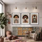 Modern Kemerler Sanat Seti 3lü Siyah Çerçeveli Tablo Seti Salon Duvar Tablo Poster Tablo