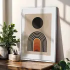 Geometrik Toprak Tonları Yay Seti 3lü Beyaz Çerçeveli Tablo Seti Duvar Tablo Oda Dekorasyonu