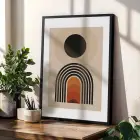 Geometrik Toprak Tonları Yay Seti 3lü Siyah Çerçeveli Tablo Seti Resim Çerçevesi Tablo Salon