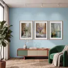 Doğadan Pastel Esintiler 3lü Ahşap Çerçeveli Tablo Seti Salon Duvar Tablo Poster Tablo