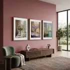 Doğadan Pastel Esintiler 3lü Ahşap Çerçeveli Tablo Seti Salon Duvar Tablo Poster Tablo