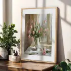 Doğadan Pastel Esintiler 3lü Ahşap Çerçeveli Tablo Seti Salon Duvar Tablo Poster Tablo