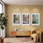 Doğadan Pastel Esintiler 3lü Beyaz Çerçeveli Tablo Seti Tablo Çerçeve Salon Duvar Tablo Dekor