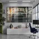 Supra Araba Kentsel Gri Tonlar Tekli Cam Tablo Salon Oturma Odası Duvar Dekoru