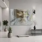 Bilge Portresi Gri Bej Altın Tekli Cam Tablo Salon Oturma Odası Duvar Dekoru
