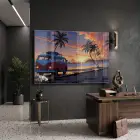 Gün Batımı Canlı Tekli Cam Tablo Poster Dekoratif Obje