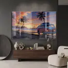 Gün Batımı Canlı Tekli Cam Tablo Poster Dekoratif Obje