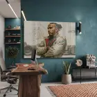 Yarışçı Portresi Teknik Bej Tekli Cam Tablo Duvar Salon Aksesuarları