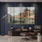 Venedik Kanal Tonları Tekli Cam Tablo Ev Dekorasyonu Oda