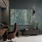 Badem Çiçekleri Hafif Mavi Tonlar Tekli Cam Tablo Poster Dekoratif Obje