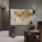 Organik Soyut Sıcak Bej Tonlar Tekli Cam Tablo Salon Oturma Odası Duvar Dekoru