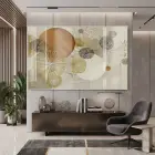 Organik Soyut Sıcak Bej Tonlar Tekli Cam Tablo Salon Oturma Odası Duvar Dekoru