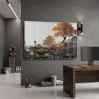 Sonbahar Manzara Sıcak Tonları Tekli Cam Tablo Duvar Salon Aksesuarları