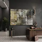 Mimari Kolaj Sepya Vintage Tonlar Tekli Cam Tablo Duvar Salon Aksesuarları