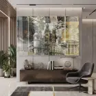 Mimari Kolaj Sepya Vintage Tonlar Tekli Cam Tablo Duvar Salon Aksesuarları