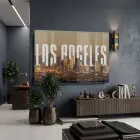 Los Angeles Sıcak Bej Tonları Tekli Cam Tablo Ev Dekorasyonu Oda