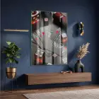 Oyun Kartları Monokrom Kırmızı Tekli Cam Tablo Poster Dekoratif Obje