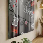 Oyun Kartları Monokrom Kırmızı Tekli Cam Tablo Poster Dekoratif Obje