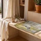 Beyaz At Altın Bej Tonlar Tekli Cam Tablo Yatak Odası Koridor Duvar Dekoru