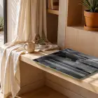 Soyut Yapraklar Antrasit Altın Tonları Tekli Cam Tablo Salon Oturma Odası Duvar Dekoru