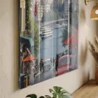 İstanbul Manzarası Mavi Toprak Tonları Tekli Cam Tablo Yatak Odası Koridor Duvar Dekoru