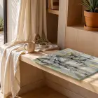 Kadın Kelebekler Altın Gri Tonlar Tekli Cam Tablo Salon Oturma Odası Duvar Dekoru