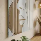 Soyut Profil Sıcak Bej Tekli Cam Tablo Ev Dekorasyonu Oda