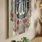 İslami Kaligrafi Krem Zengin Tonlar Tekli Cam Tablo Ev Dekorasyonu Oda