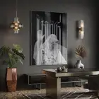 Örtülü Figür Monokrom Gri Tekli Cam Tablo Poster Dekoratif Obje