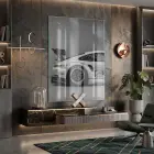 Yarış Otomobili Monokrom Beyaz Tekli Cam Tablo Ev Dekorasyonu Oda