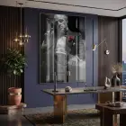 İkonik Portre Monokrom Kırmızı Tekli Cam Tablo Salon Oturma Odası Duvar Dekoru