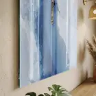 Buzda Kano Soğuk Mavi Beyaz Tekli Cam Tablo Poster Dekoratif Obje